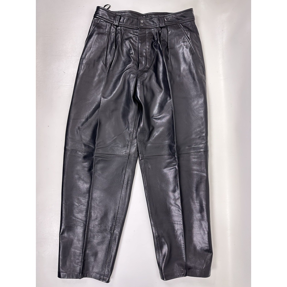 Michael‎ Hoban North Beach vintage black leather pants Size 32x31 Pleated Unisex